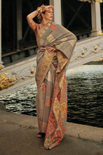 Grey Kashmiri Silk Saree With Blouse Piece