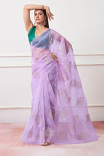 Lavender Organza Saree With Blouse Piece