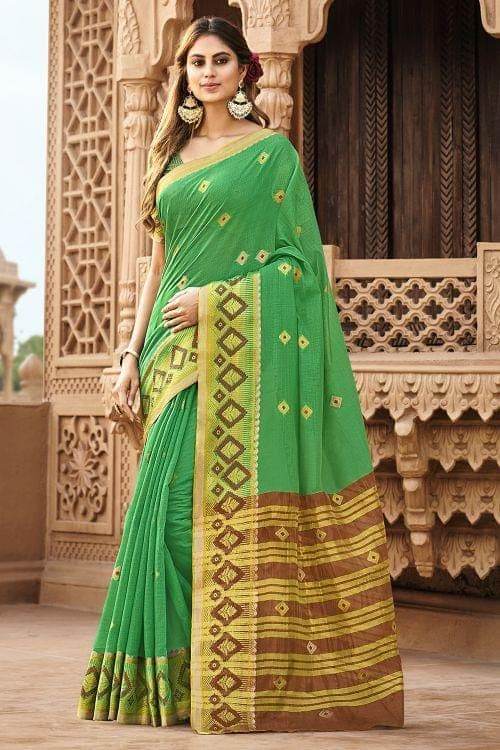 Green Cotton Saree