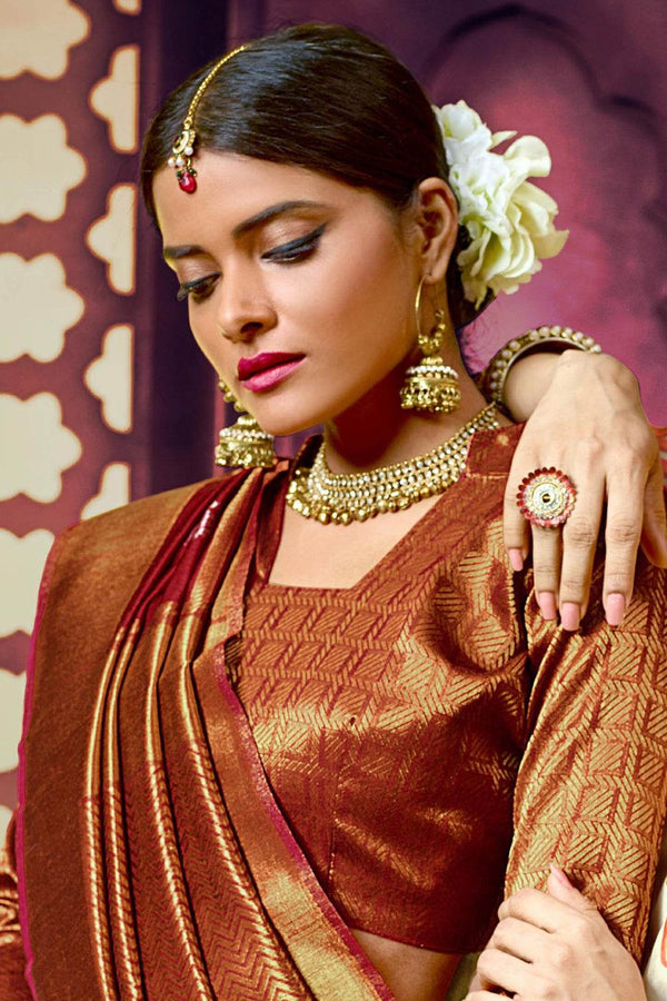 Maroon Cotton Saree